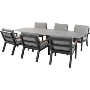 Montana Proton low dining tuinset 280x113xH75 cm 7 delig ovaal HPL antraciet 4 Seasons Outdoor
