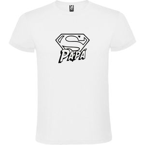 Wit t-shirt met 'Super Papa' print Zwart size XS