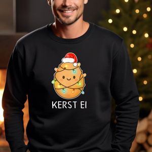 Unisex Foute kersttrui- Zwarte kerst sweater maat S- kerst ei.