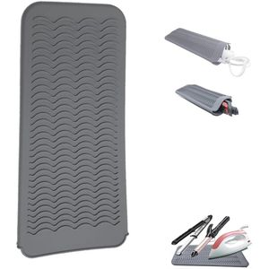 Hittebestendige mat - Hittebestendige pads - Hittemat - Siliconen etui - - Siliconen beschermpads - Krultang mat - Stijltang mat - opbergtas - opbergzak - voor krultangen, stijltangen, stijltangen en haarstylingtools - 286*142*9mm - grijs