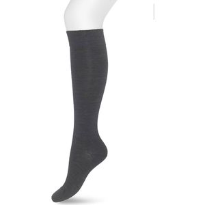Bonnie Doon Wol/Katoen Kniekousen Donker Grijs Dames maat 35/38 - Buitenkant 70% Fijne Wol - Binnenkant Katoen - Niet irriterend - Heerlijk warm - Kousen - Gladde Naden - Kniesokken - Wollen sokken - Donkergrijs - Dark Grey Heather - R715011.202