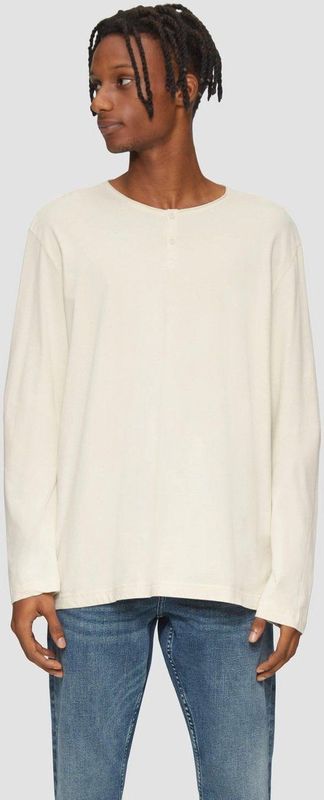 Shirt - Effen - Henley Hals - Lange Mouw - Losse Pasvorm