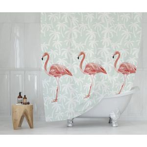 Casabueno Flamingo - Douchegordijn 240x200 cm - Extra Breed - Badkamer Gordijn - Shower Curtain - Waterdicht - Sneldrogend en Anti Schimmel -Wasbaar