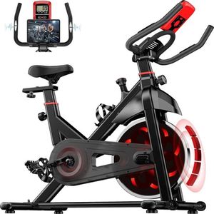 Gran Vida® - Hometrainer - LCD Monitor - Anti-slip Pedalen - Verstelbaar Zadel & Stuur - Zwart/Rood