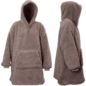Unique Living - Oversized Teddy Fleece Hoodie - Taupe