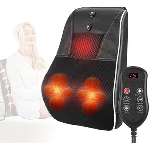 Massager - Rugmassager - met Warmte - 3-In-1 Massagehoofdsteunset - Meerdere Standen - Verlicht Nek-, Rug- en Beenspierpijn - Zwart