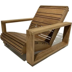 ZITTEM One - Lage Tuinstoel - Loungestoel - 73x91x64 cm - Frake hout