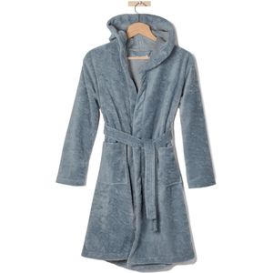 Casilin Teddy - Kinder badjas met capuchon - Warm en zacht - Maat 146/152 - Jeans blauw