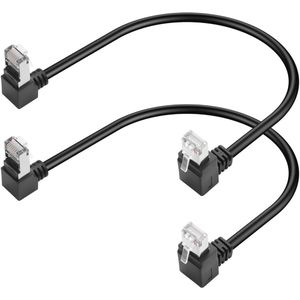 Cat5e Ethernet-kabel 90 graden RJ45 - 2 stuks - Ideaal voor PC, routers en printers