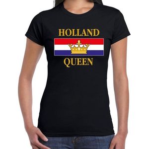 Holland / Nederland King t-shirt - zwart - dames - shirt met Nederlandse vlag - Koningsdag XS