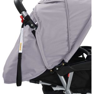 vidaXL Kinderwagen Dubbel - Grijs/Zwart - 122.5 x 53.5 x 111 cm - Duurzaam en veelzijdig - Kinderwagen