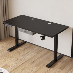 Elektrisch In Hoogte Verstelbaar Staand Bureau - Splice Board - Thuiskantoor - Computer - Statafel - Ergonomisch Bureau Met Monitorplank - Zwart - 140 x 76 cm