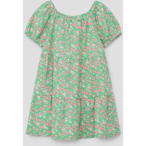 s.Oliver - Jurk - Groen - Flare - Korte Mouwen - Bloemenprint
