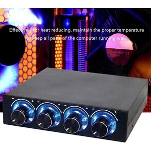 Fan Speed Controller - Heat Reducing with Blue LED - 4 Channel - Speed & Temperature Controller For Computer Fans - PC .