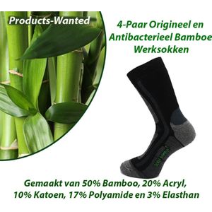 4-Paar Antibacterieel Bamboe Werksokken | Maat 46-47