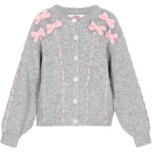 MYMO - Gebreid Vest - Grijs Gemêleerd - Lichtroze