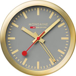 Mondaine M997.MCAL.86SBG Alarm klok - Goudkleurig - Grijs - 125mm