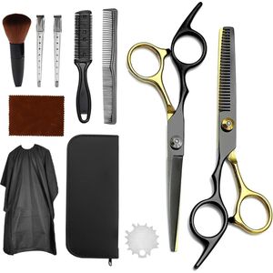 Haarschaarset - Professionele kappersschaar met kapperscape - 10 stuks voor mannen, vrouwen en kinderen