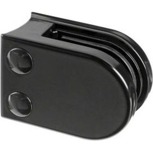 Glasklem ovaal buis | Zamak zwart (RAL 9005) | 2 stuks | d=42,4 mm |45x63 | Dikte glas 6,76 mm | Multiglas | met safetypin