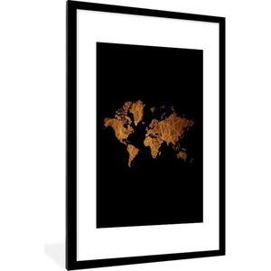 Fotolijst incl. Poster - Wereldkaart - Goud - Luxe - 80x120 cm - Posterlijst