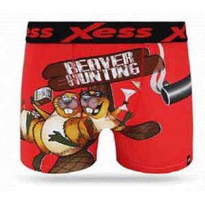 Boxershort / heren fun trunk - rood - Beaver Hunting - maat Small