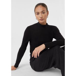 Comma - Shirt - Zwart - Lange Mouwen - Met Wolaandeel