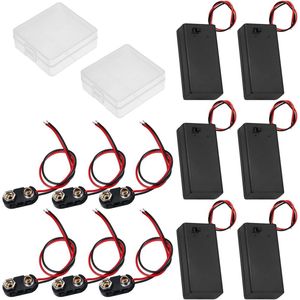 6 stuks batterijhouders met aan/uitschakelaar en kabel voor 9V batterijen - Arduino elektrisch speelgoed - batterijclip en opbergdoos inbegrepen