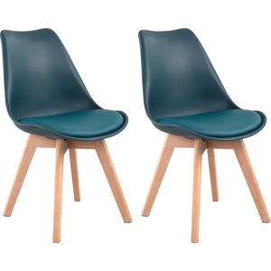 Set van 2 blauwe NORA Scandinavische stoelen met kussen