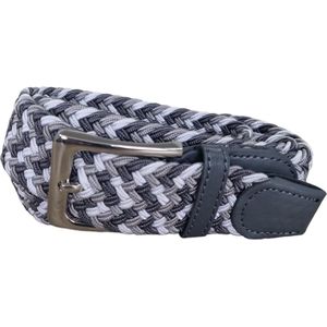 Elastische broekriem Stretch riem Vlecht riem Gevlochten riem Elastiek riem - unisex - geschikt voor zowel mannen als vrouwen - Kleur Grijs - Wit Maat 115