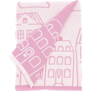 Katoen Babydeken Candy Street  - 100% katoen - 70x100 cm - Wit/Roze