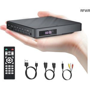 RFWR® Regiovrije DVD-speler met HDMI en USB/TF ingangen – Draagbare Mediabox voor TV