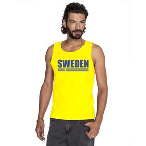 Geel Zweden supporter singlet shirt/ tanktop heren L