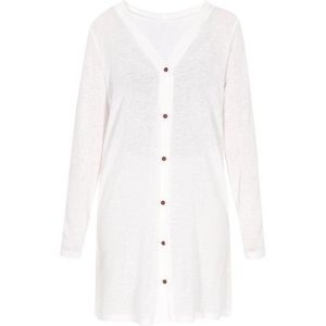 Usha - Gebreid Vest - Wit - V-hals - Lange Mouwen