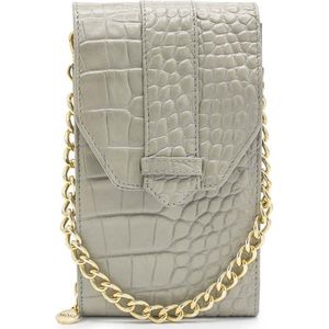 MŌSZ Croco Dames Telefoontasje / Crossbody / Phonebag - Leer - Taupe