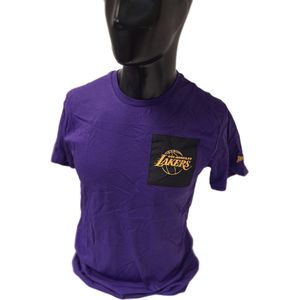 LA.LAKERS - NEW ERA- T.SHIRT- SQUARE LOGO-PURPLE-M