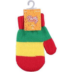 Apollo - Feest baby handschoenenen - Rood-geel-groen - one size - Baby feestkleding - Feestartikelen - Oeteldonk - Carnaval - Party