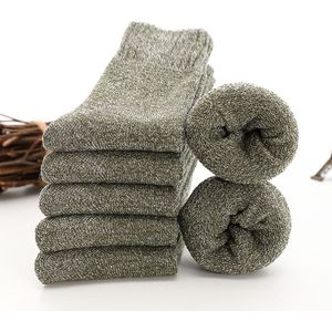 Thermische sokken voor heren - 5 paar dikke, warme wintersokken - Zachte badstof zolen - Ademende, zweetbestendige wollen sokken - Geschikt voor wandelen, sporten, hardlopen en schaatsen - EU-maat 39/43