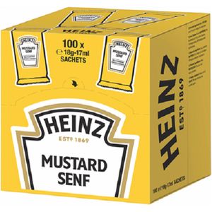 Heinz Mosterd mosterd enkele porties 100 stuks à 17 ml, medium heet 1,7 kg karton
