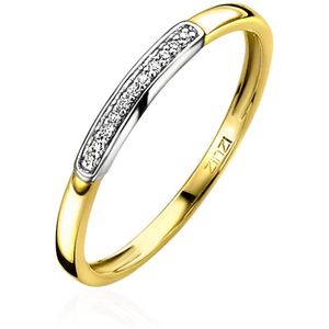 ZINZI Gold 14 karaat gouden aanschuifring rijzetting wit ZGR148