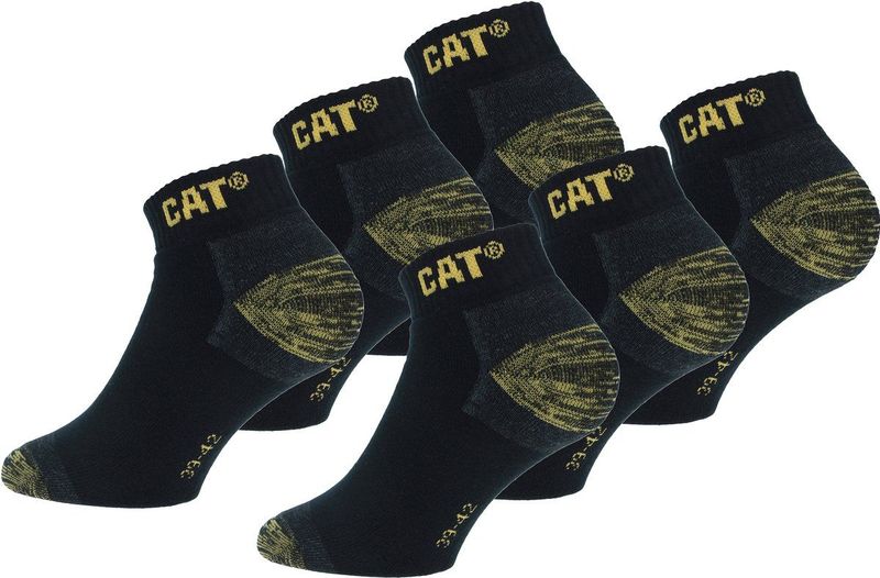 Caterpillar - Premium Sneaker Werksokken - Zwart - 6 Paar - Enkelhoogte - Dubbele Versterking