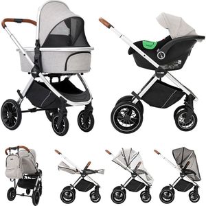 FreeON Kinderwagen Joy 3in1 - Wandelwagen & Reiswieg - Grijs (incl. i-Size autostoel)