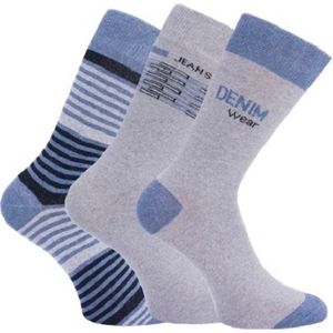 Denim sokken heren met elastan - prijs per 3 paar