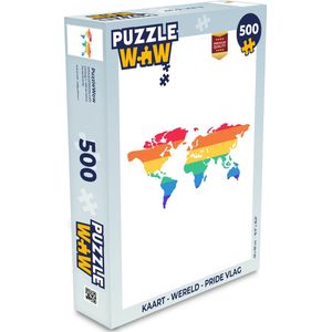 Puzzel Kaart - Wereld - Pride vlag - Legpuzzel - Puzzel 500 stukjes