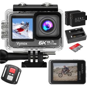 Vynox Action Camera 6K - 50MP / 60FPS / WiFi / 30M Waterdicht - Actiecamera - Touchscreen - Onderwatercamera - Inclusief Accessoires en Micro SD