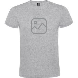 Grijs  T shirt met  "" Geen foto icon "" print Zilver size XXXXL