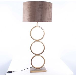 Tafellamp capri 2 ringen | 1 lichts | brons / bruin / goud | metaal / stof | Ø 40 cm | 94 cm hoog | tafellamp | modern / sfeervol / klassiek design