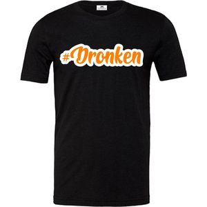 Koningsdag shirt Zwart-Oranje-Dames-Heren-Dronken-Maat XXL