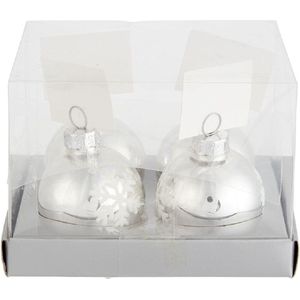Gifi Diffusion - Zilveren kerstbal met naamplaatje - 4 stuks - Ø4 cm