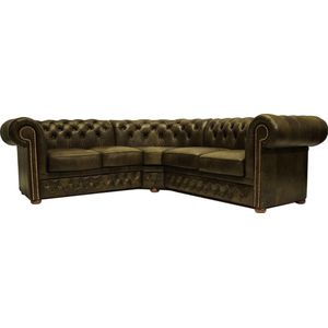 Chesterfield Hoekbank First Class Leer | 2 hoek 2 |Mat Zwart | 2 tot 4 weken levertijd