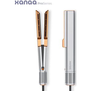 xanaa® ProSeries | Hairstraitener Pro - Zilver grijs| Stijltang met Föhn 2 in 1 | Airstraight | Haardroger & Stijltangen | Wet-to-dry stylen